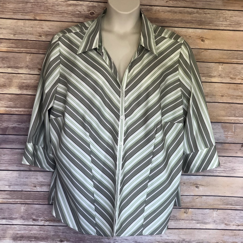 Studio 1940 Green Stripe Blouse sz: 26-28
